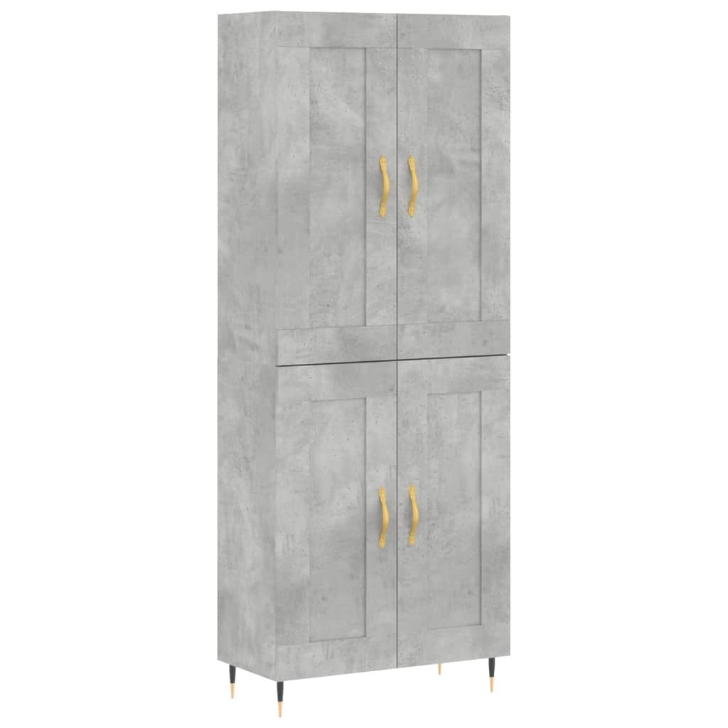 Highboard Concrete Grey 69.5x34x180 cm Engineered Wood