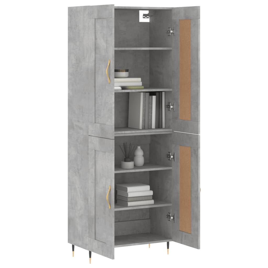 Highboard Concrete Grey 69.5x34x180 cm Engineered Wood