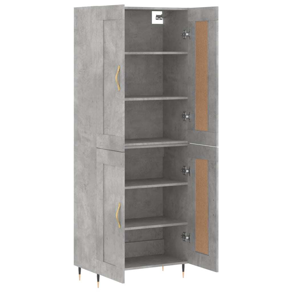 Highboard Concrete Grey 69.5x34x180 cm Engineered Wood