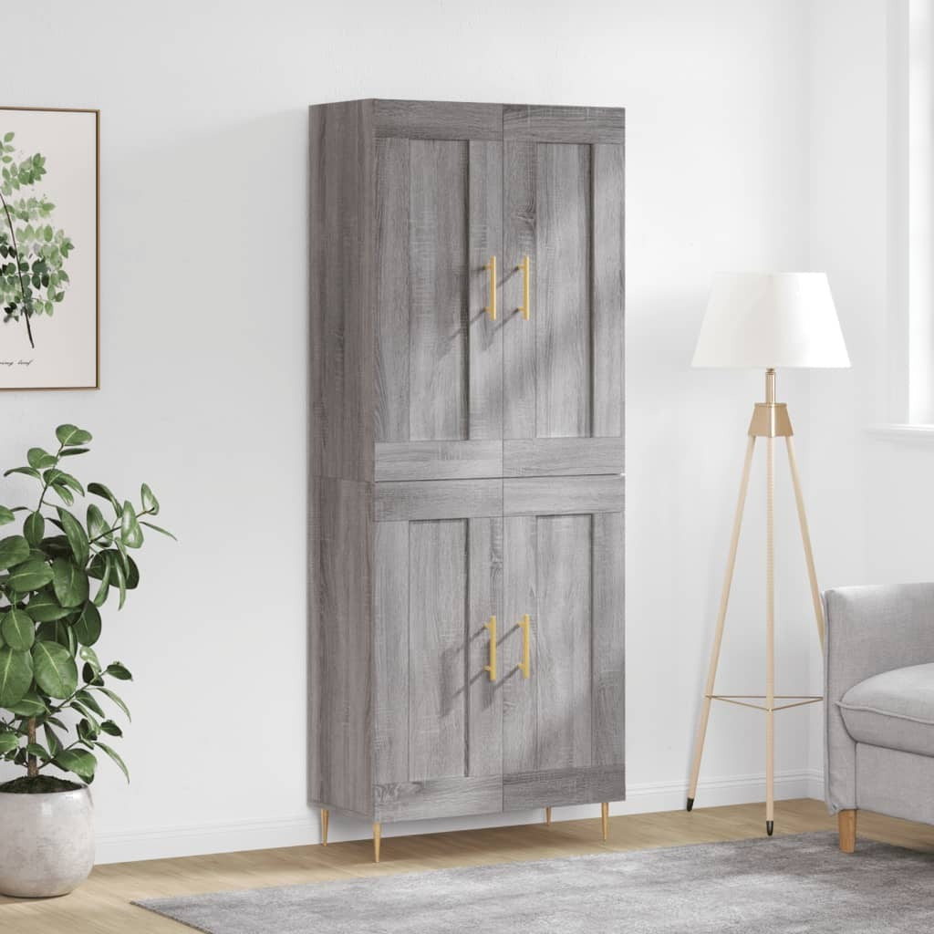 Highboard Grey Sonoma 69.5x34x180 cm Engineered Wood