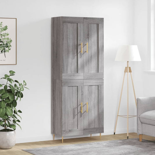 Highboard Grey Sonoma 69.5x34x180 cm Engineered Wood
