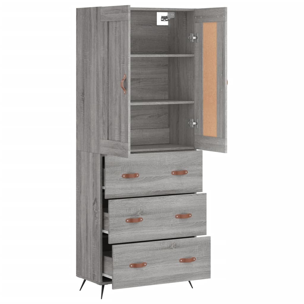 Highboard Grey Sonoma 69.5x34x180 cm Engineered Wood