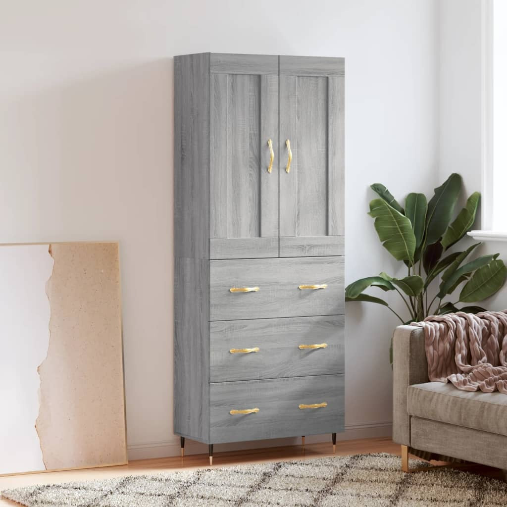 Highboard Grey Sonoma 69.5x34x180 cm Engineered Wood