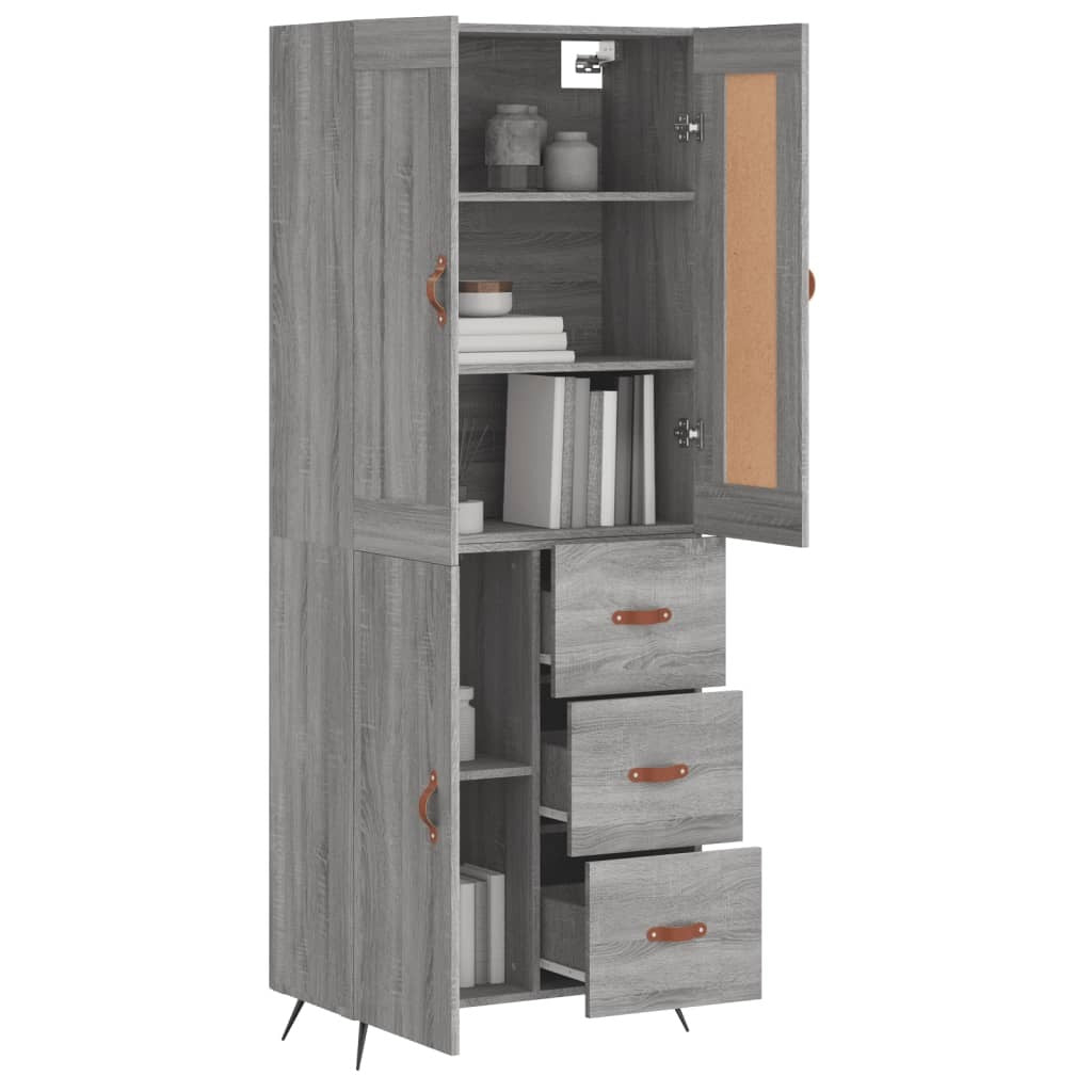 Highboard Grey Sonoma 69.5x34x180 cm Engineered Wood