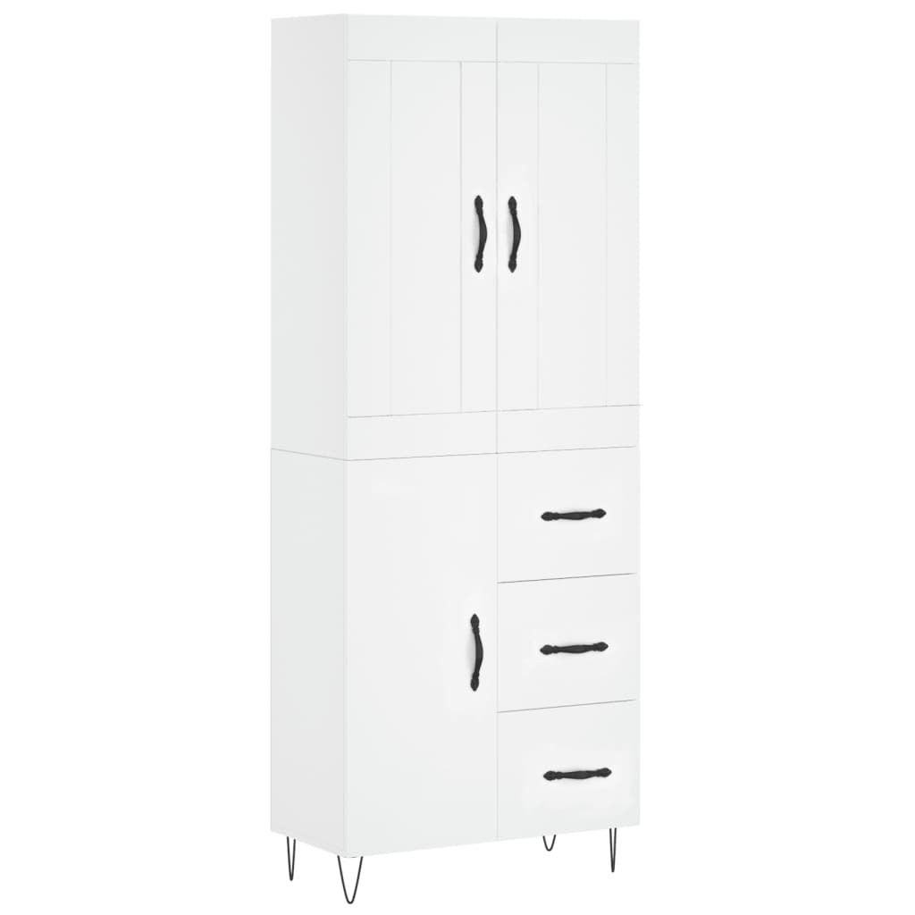 Highboard White 69.5x34x180 cm Engineered Wood