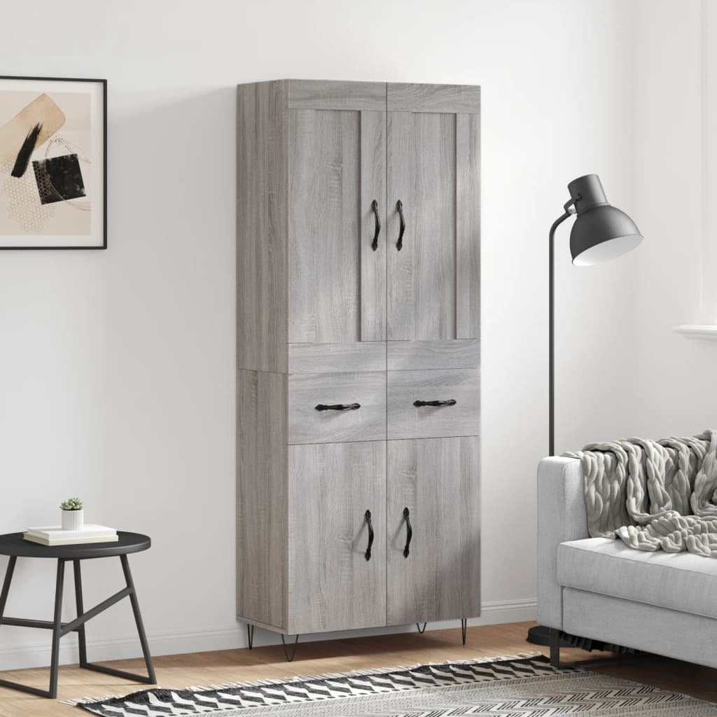 Highboard Grey Sonoma 69.5x34x180 cm Engineered Wood