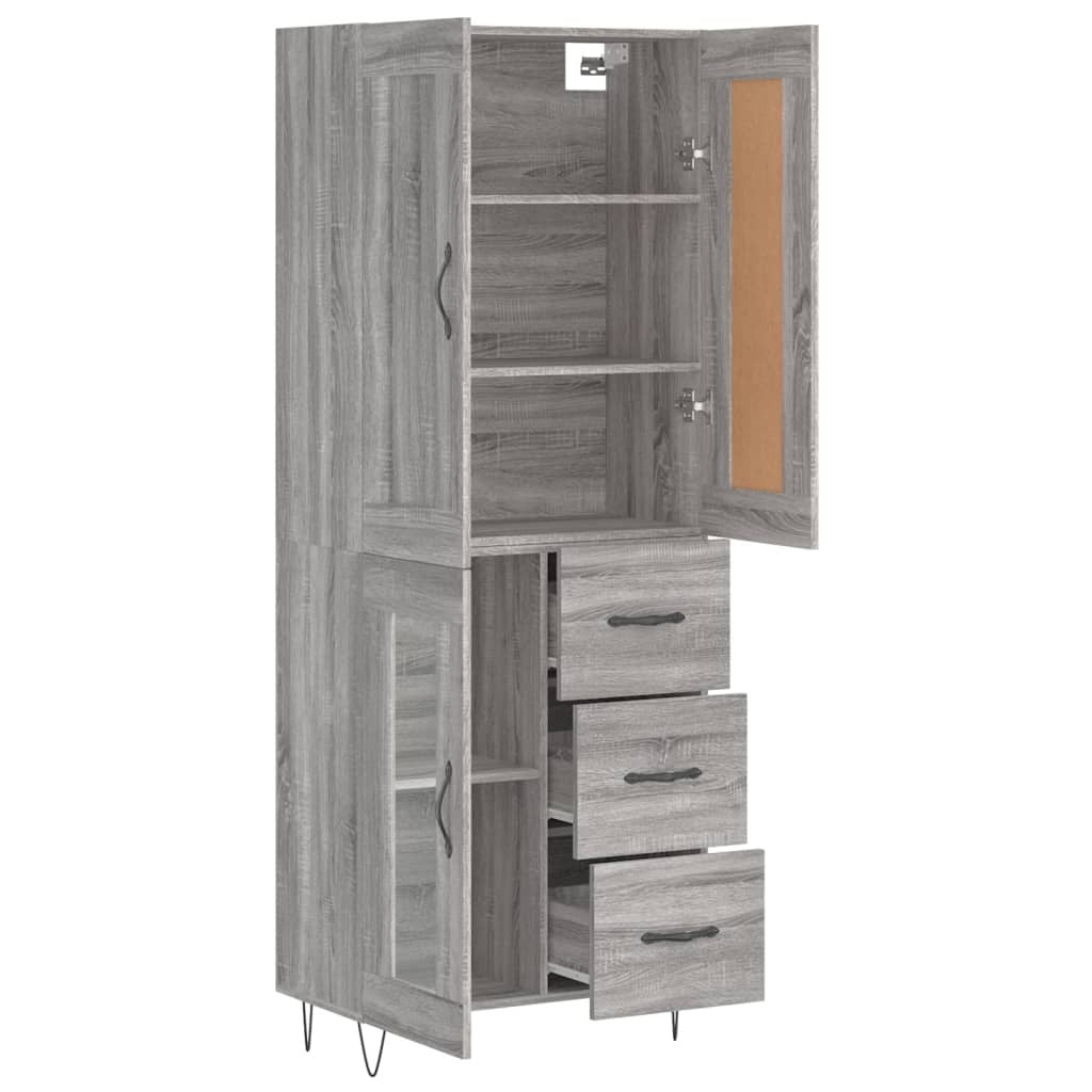Highboard Grey Sonoma 69.5x34x180 cm Engineered Wood