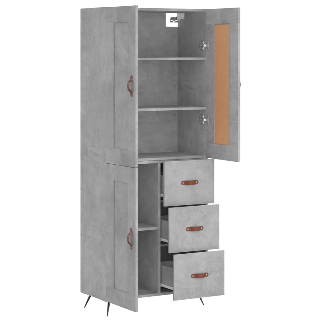 Highboard Concrete Grey 69.5x34x180 cm Engineered Wood
