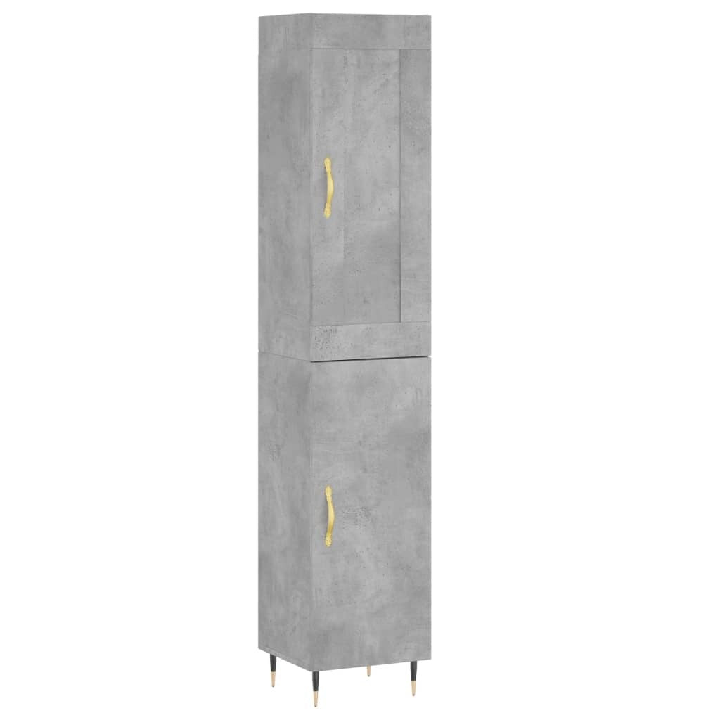Highboard Concrete Grey 34.5x34x180 cm Engineered Wood