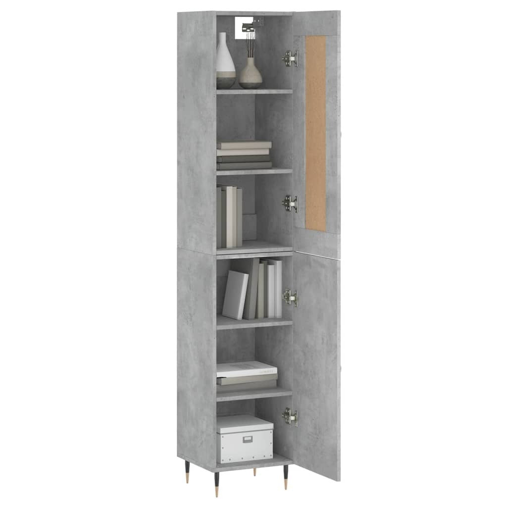 Highboard Concrete Grey 34.5x34x180 cm Engineered Wood