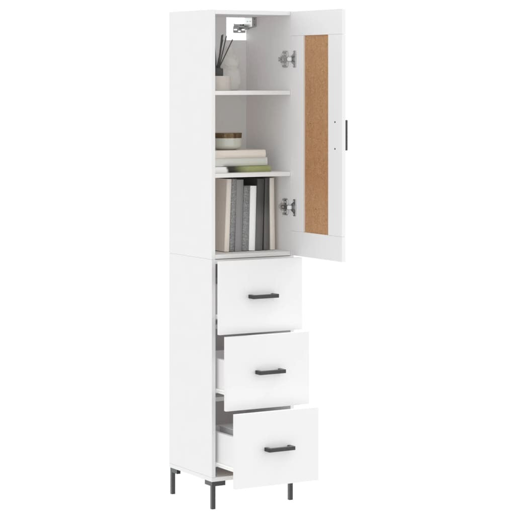 Highboard White 34.5x34x180 cm Engineered Wood