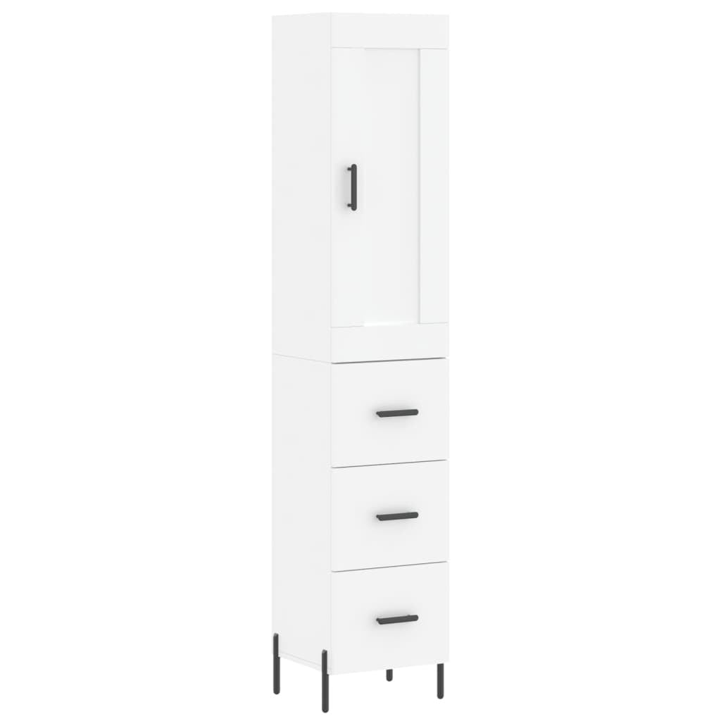 Highboard White 34.5x34x180 cm Engineered Wood