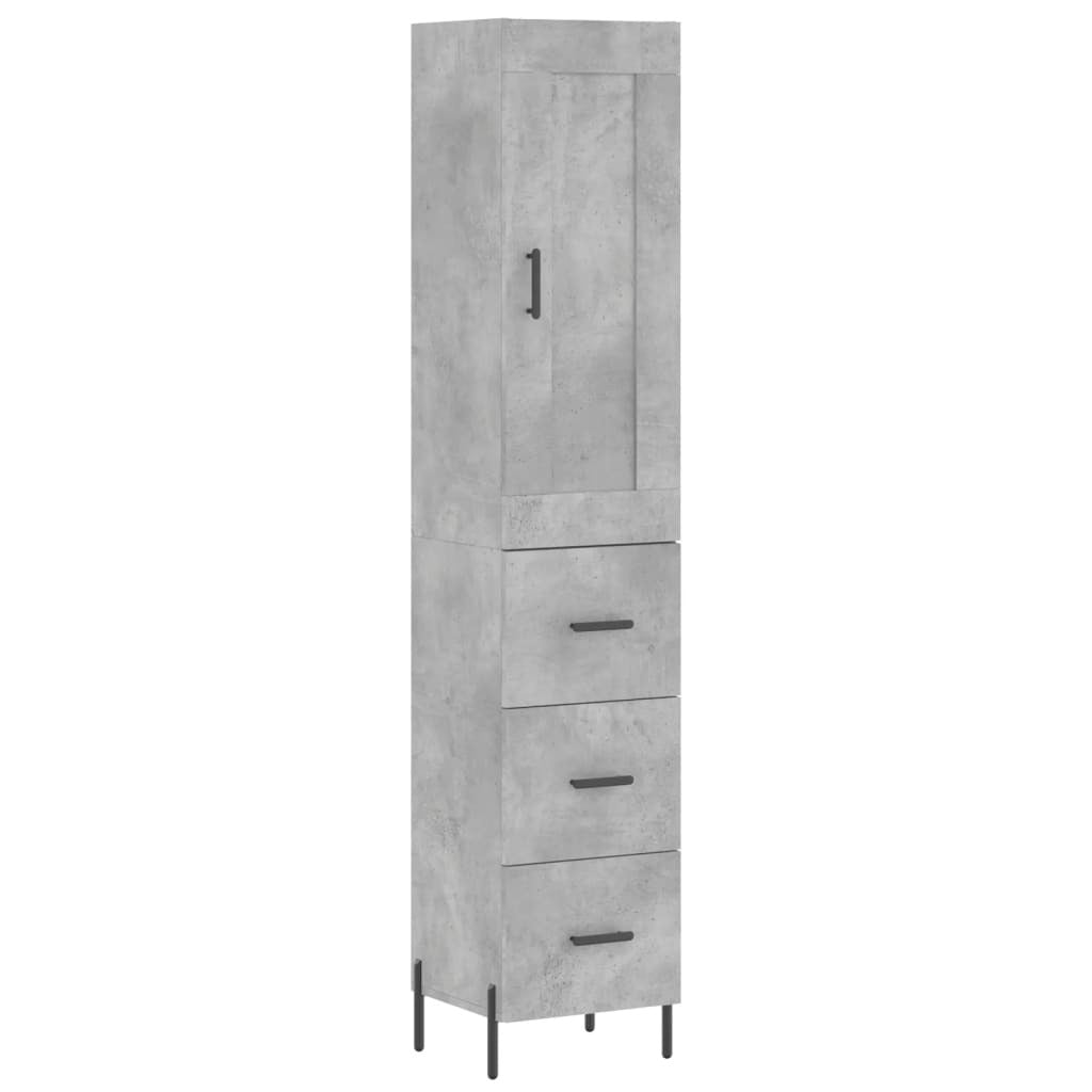 Highboard Concrete Grey 34.5x34x180 cm Engineered Wood