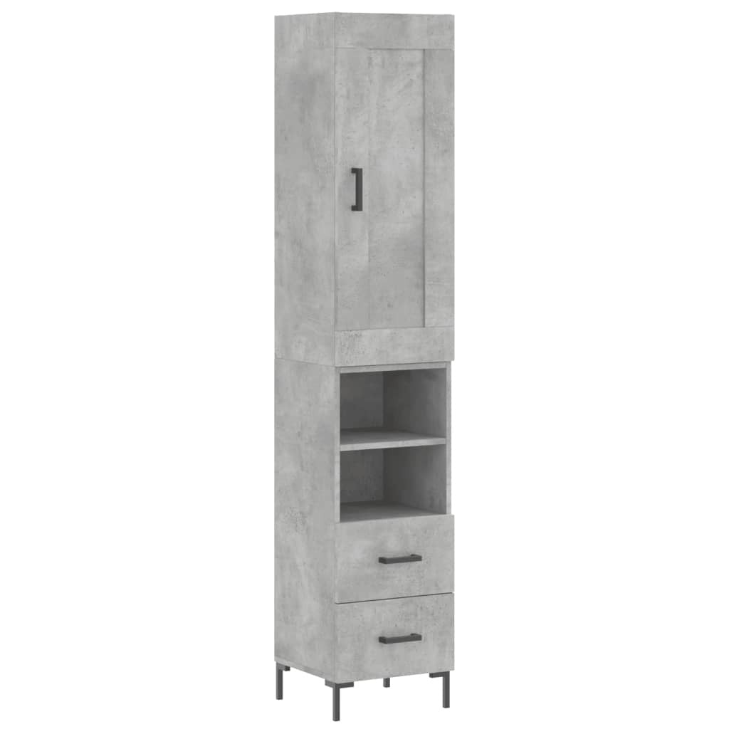Highboard Concrete Grey 34.5x34x180 cm Engineered Wood