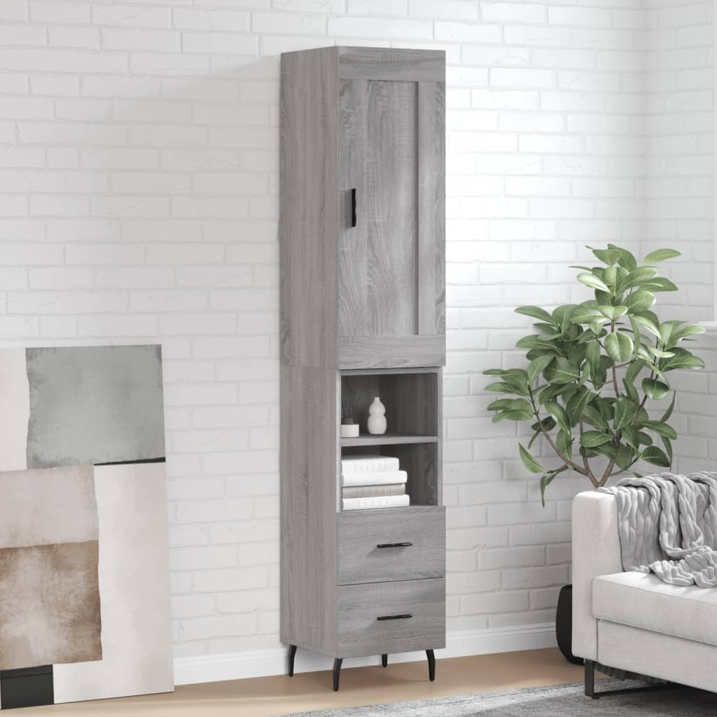 Highboard Grey Sonoma 34.5x34x180 cm Engineered Wood