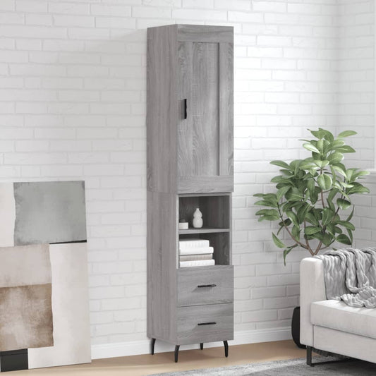 Highboard Grey Sonoma 34.5x34x180 cm Engineered Wood