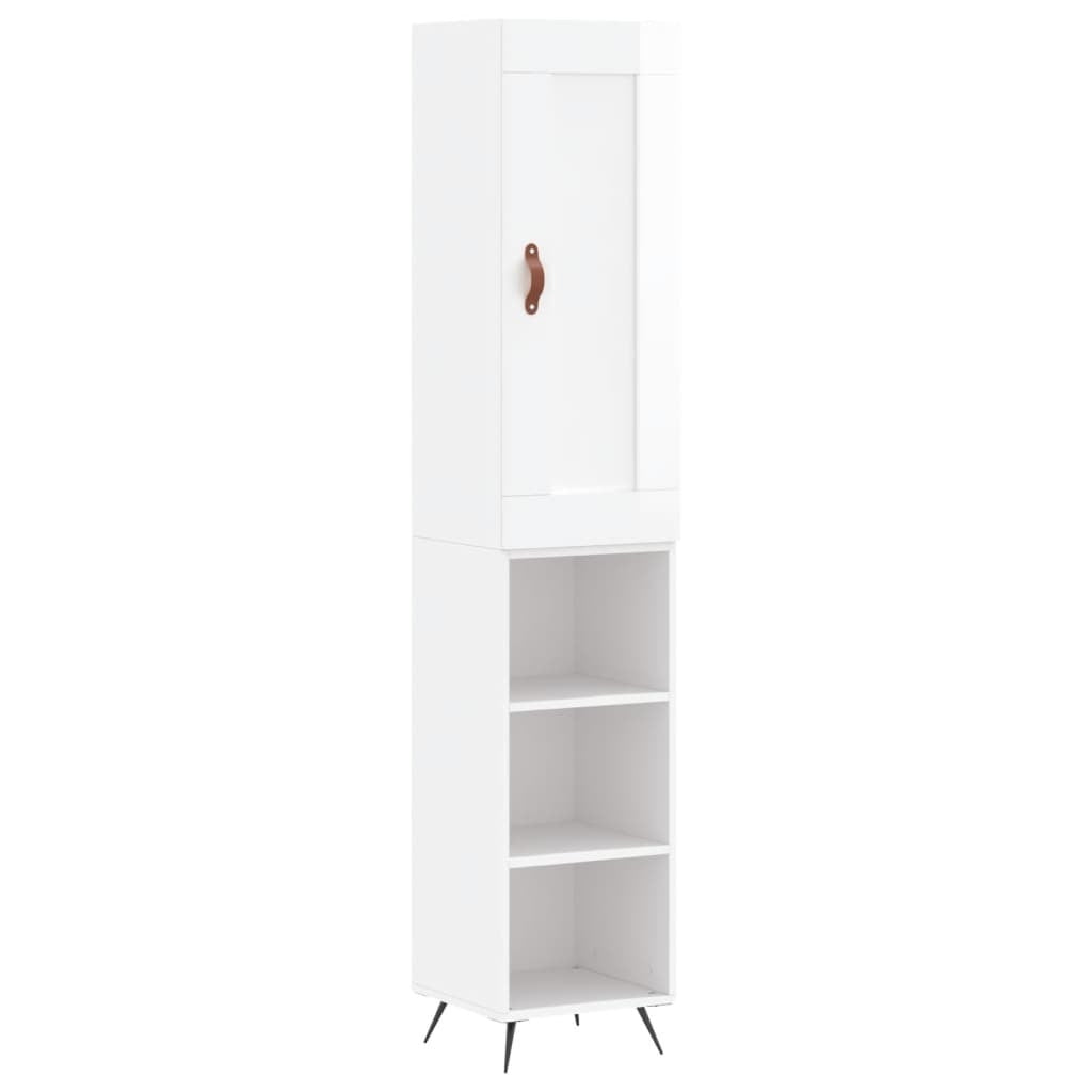 Highboard High Gloss White 34.5x34x180 cm Engineered Wood