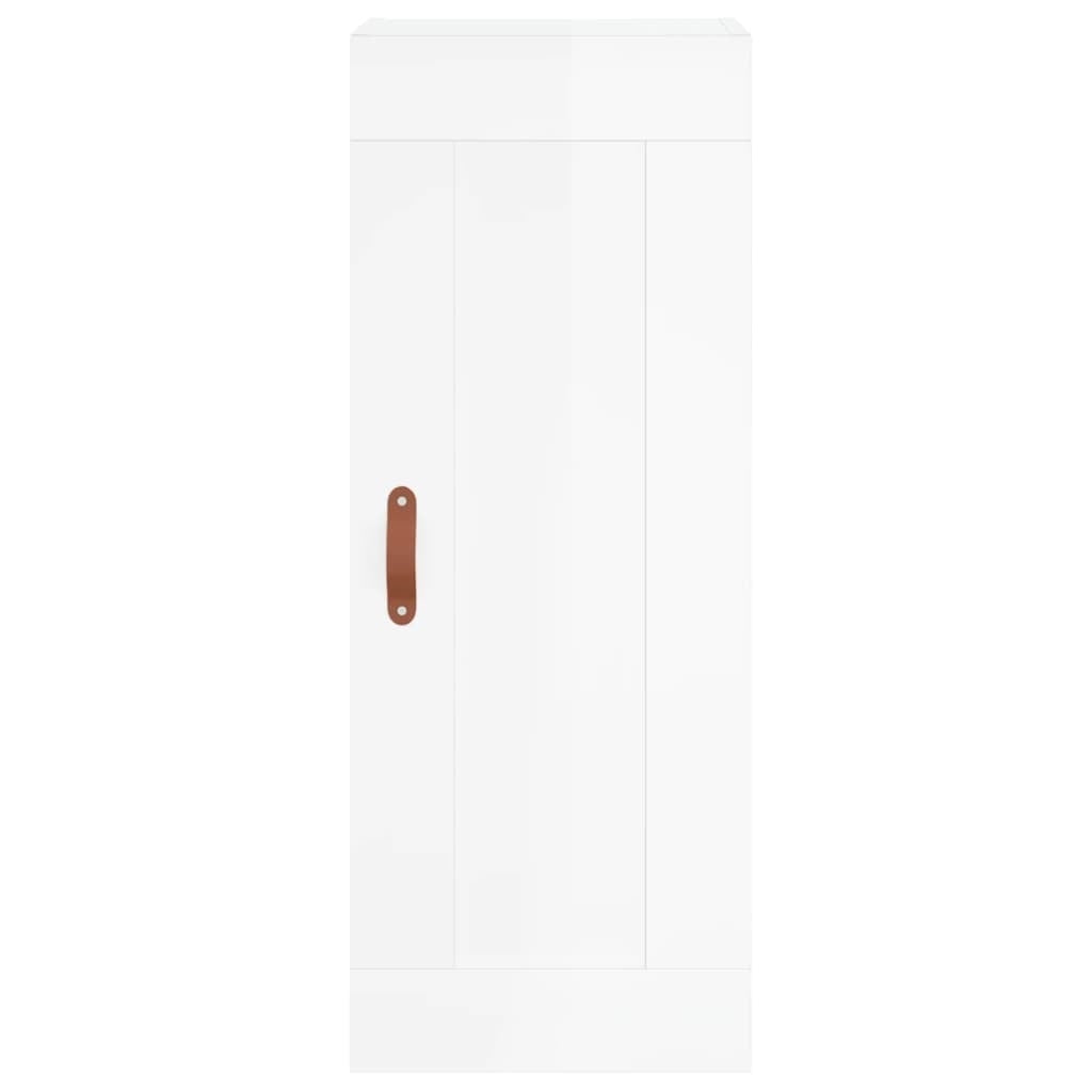 Highboard High Gloss White 34.5x34x180 cm Engineered Wood