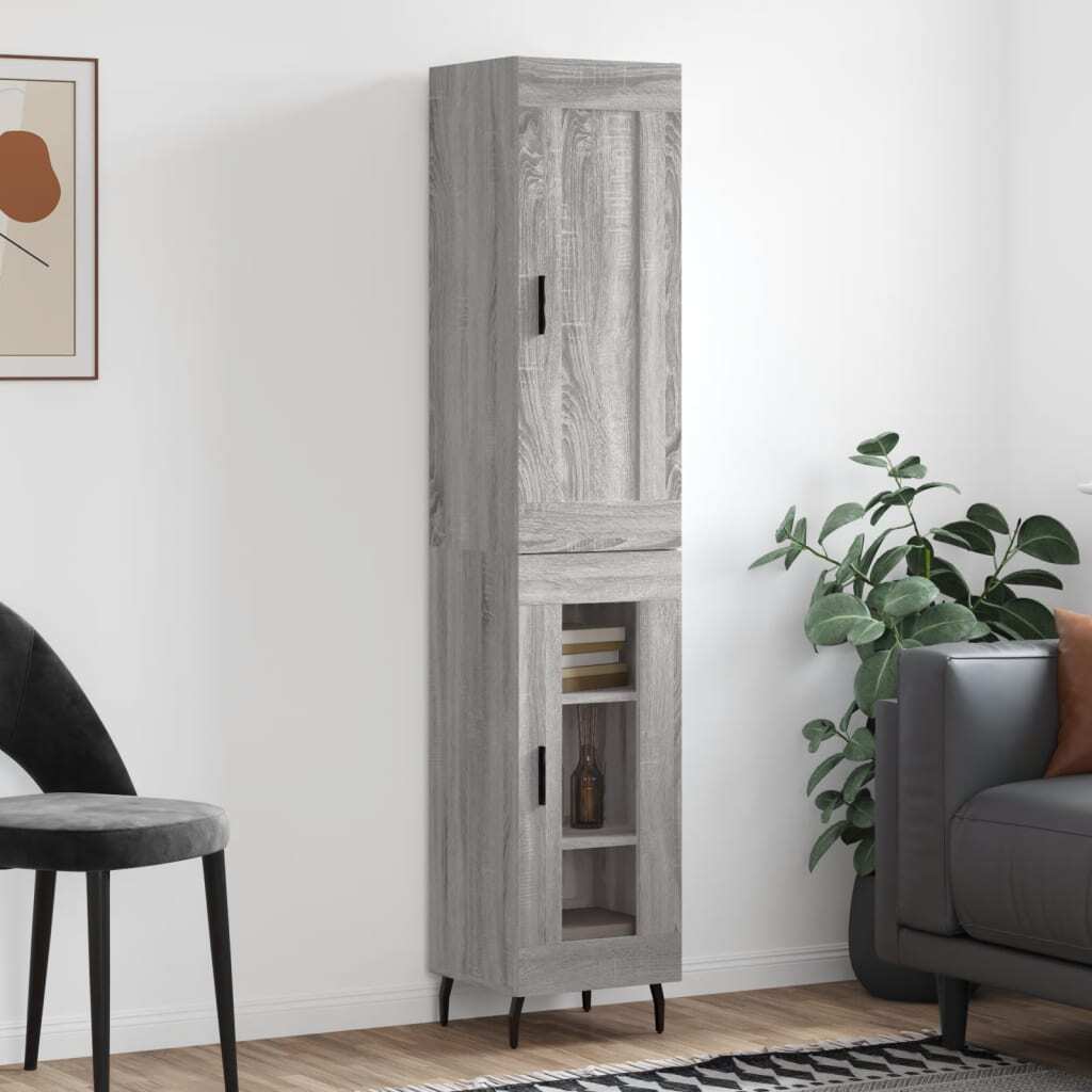 Highboard Grey Sonoma 34.5x34x180 cm Engineered Wood