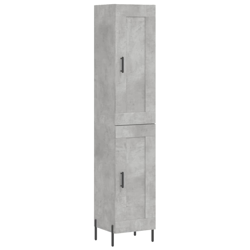 Highboard Concrete Grey 34.5x34x180 cm Engineered Wood