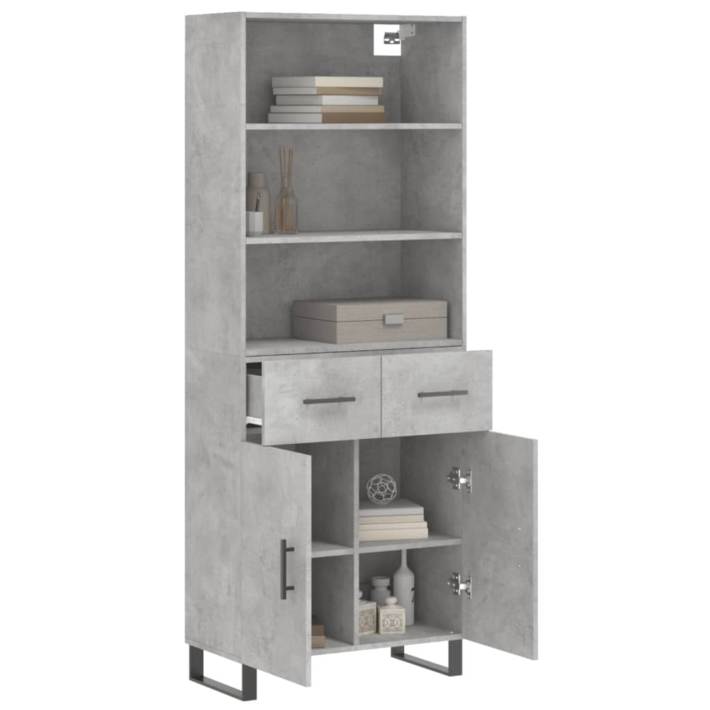 Highboard Concrete Grey 69.5x34x180 cm Engineered Wood
