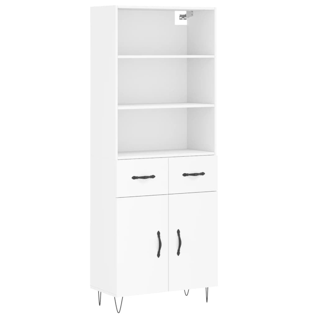 Highboard White 69.5x34x180 cm Engineered Wood