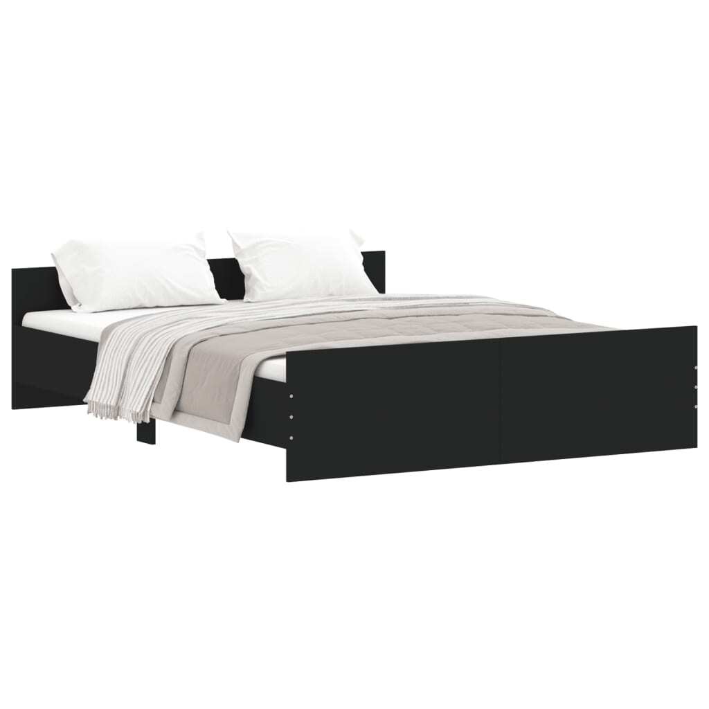 Bed Frame with Headboard and Footboard Black 150x200 cm King Size