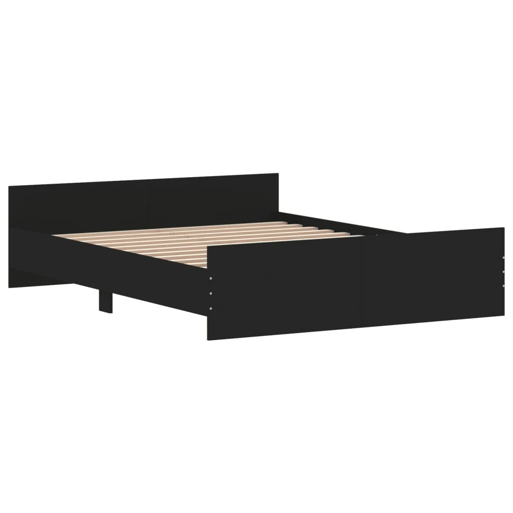 Bed Frame with Headboard and Footboard Black 150x200 cm King Size