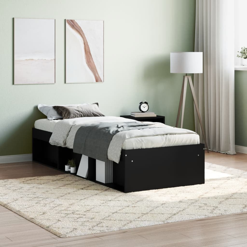 Bed Frame without Mattress Black 75x190 cm Small Single Small Single