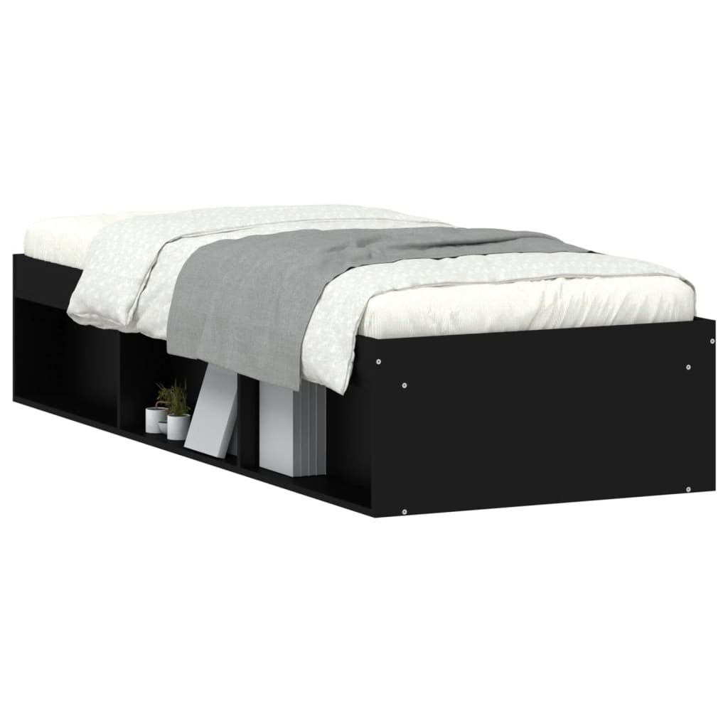 Bed Frame without Mattress Black 75x190 cm Small Single Small Single