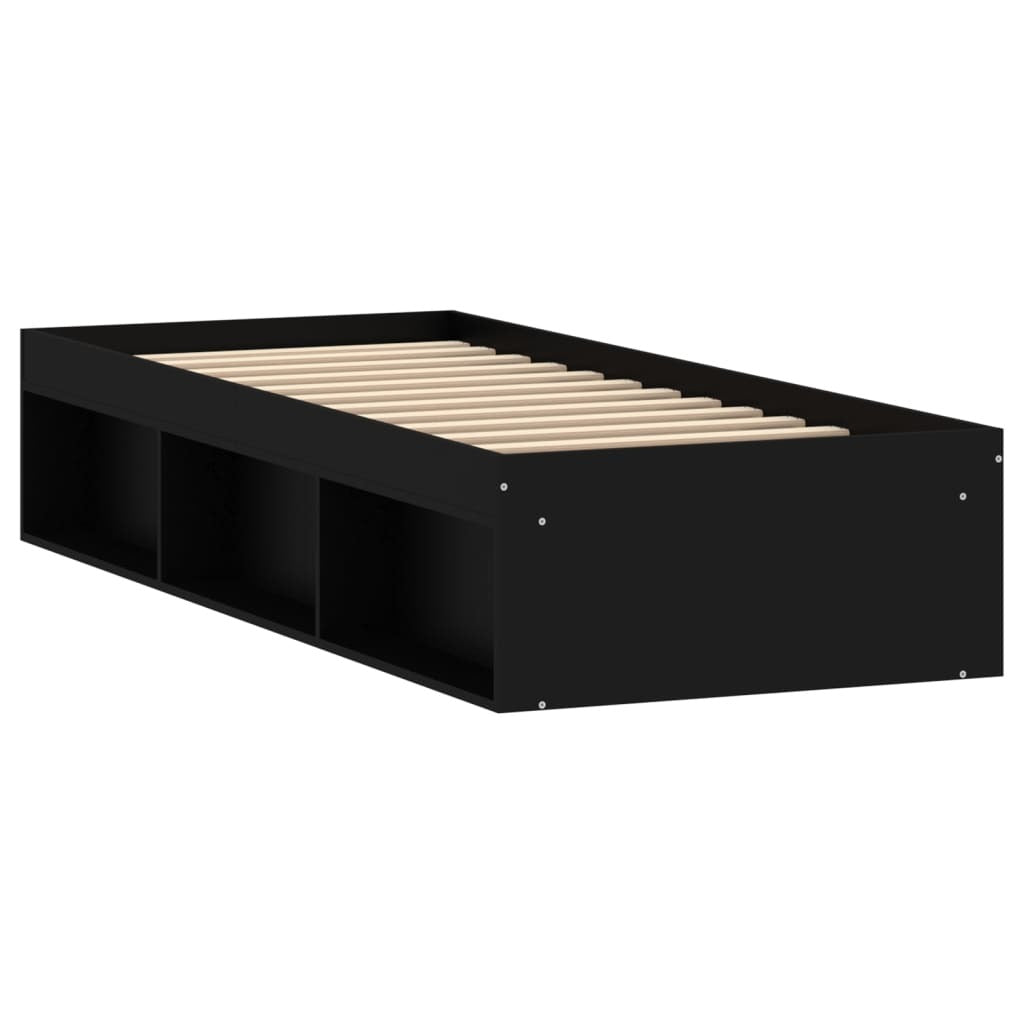 Bed Frame without Mattress Black 75x190 cm Small Single Small Single