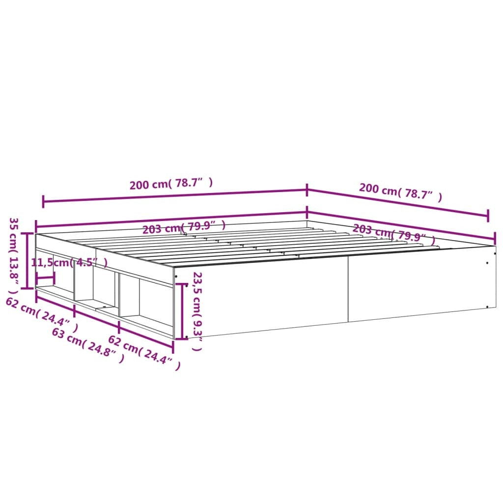 Bed Frame Black 200x200 cm