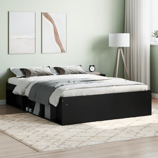 Bed Frame without Mattress Black 135x190 cm Double Double