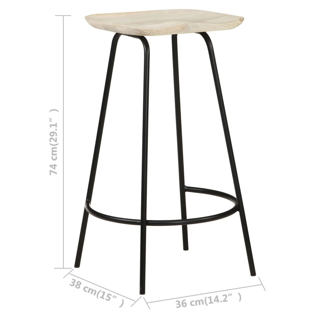 vidaXL Bar Stools 2 pcs Solid Mango Wood