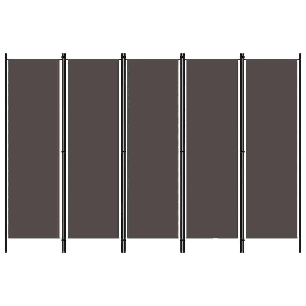 5-Panel Room Divider Anthracite 250x180 cm