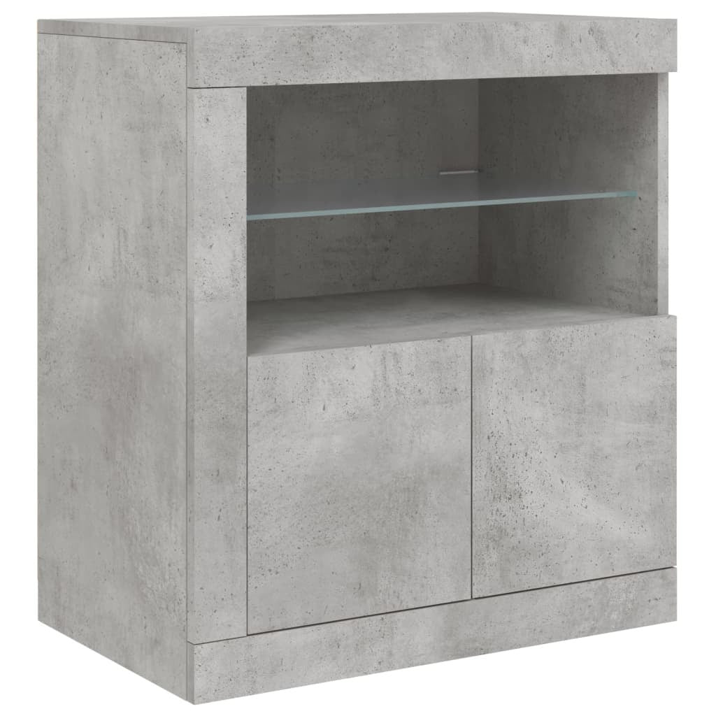 Sideboard with LED Lights Concrete Grey 181.5x37x67 cm
