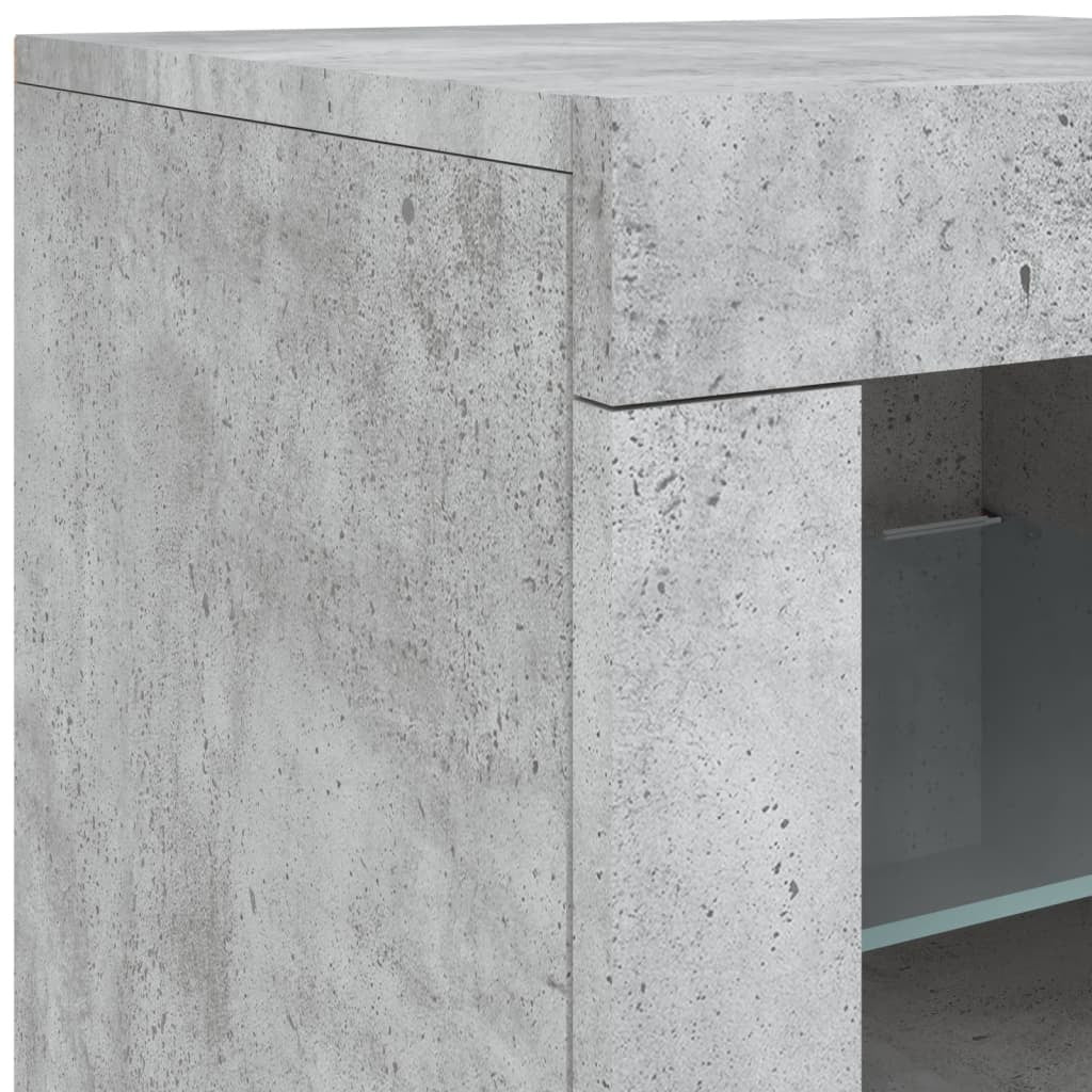 Sideboard with LED Lights Concrete Grey 181.5x37x67 cm