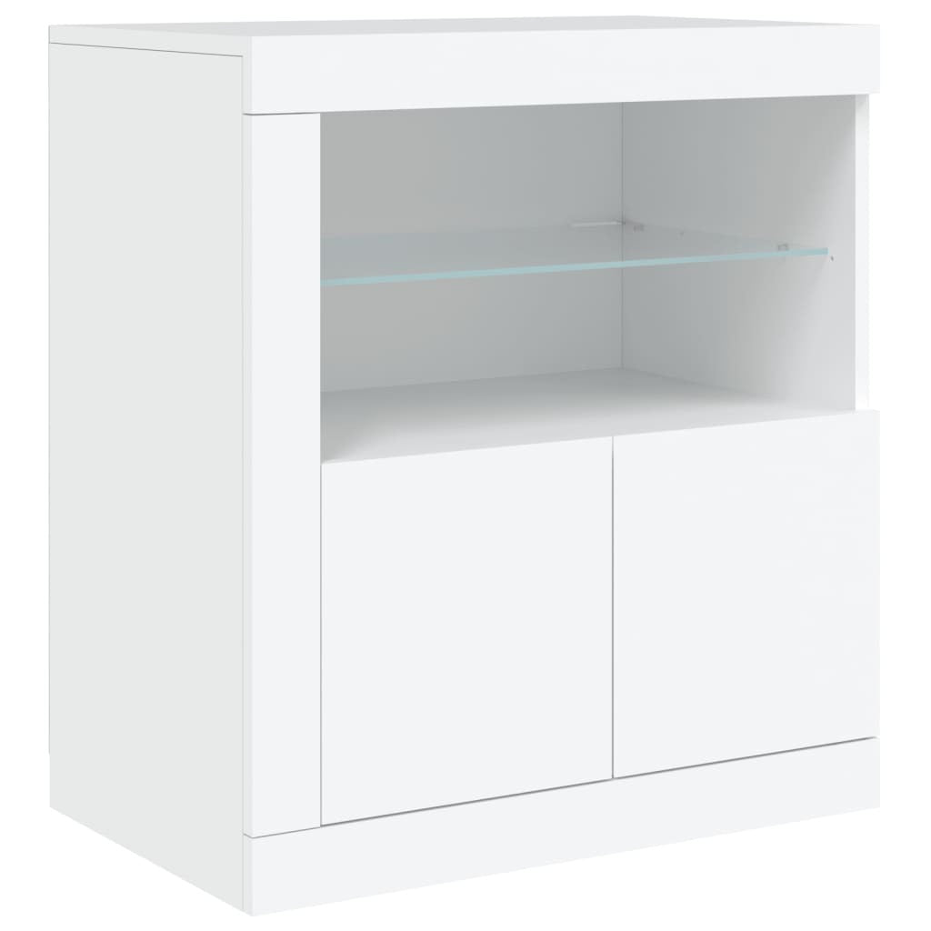 Sideboard with LED Lights White 181.5x37x67 cm