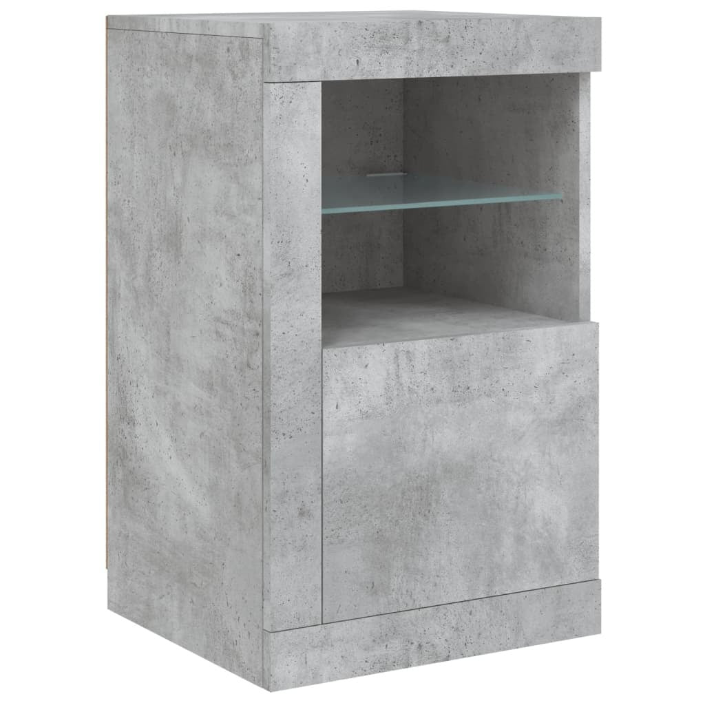 Sideboard with LED Lights Concrete Grey 123x37x67 cm