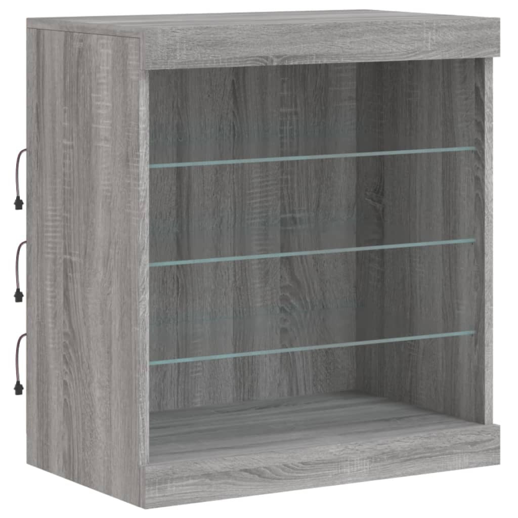 Sideboard with LED Lights Grey Sonoma 142.5x37x67 cm