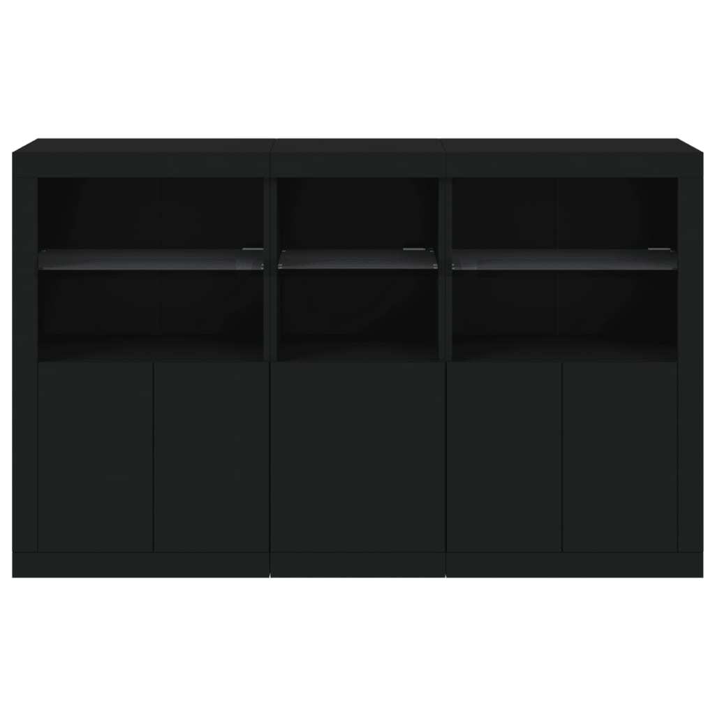 Sideboard with LED Lights Black 162x37x100 cm