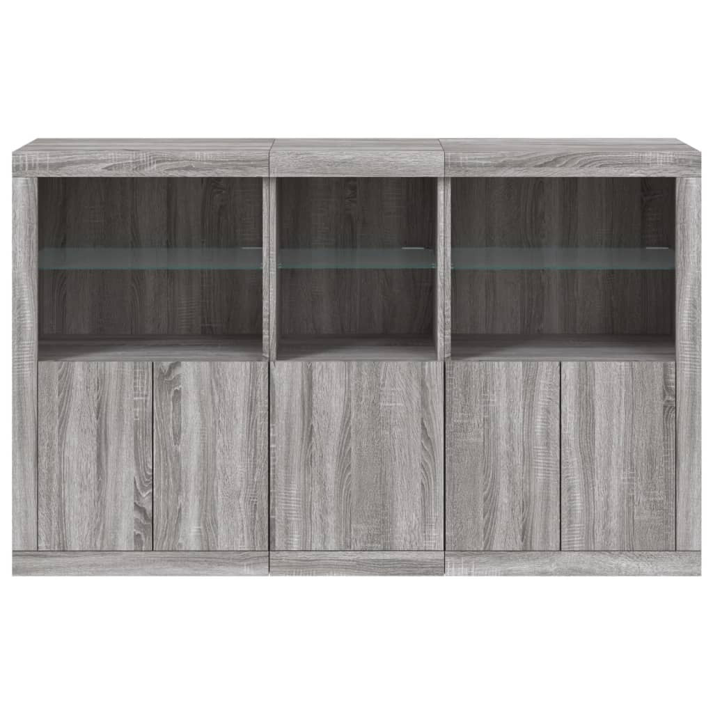 Sideboard with LED Lights Grey Sonoma 162x37x100 cm