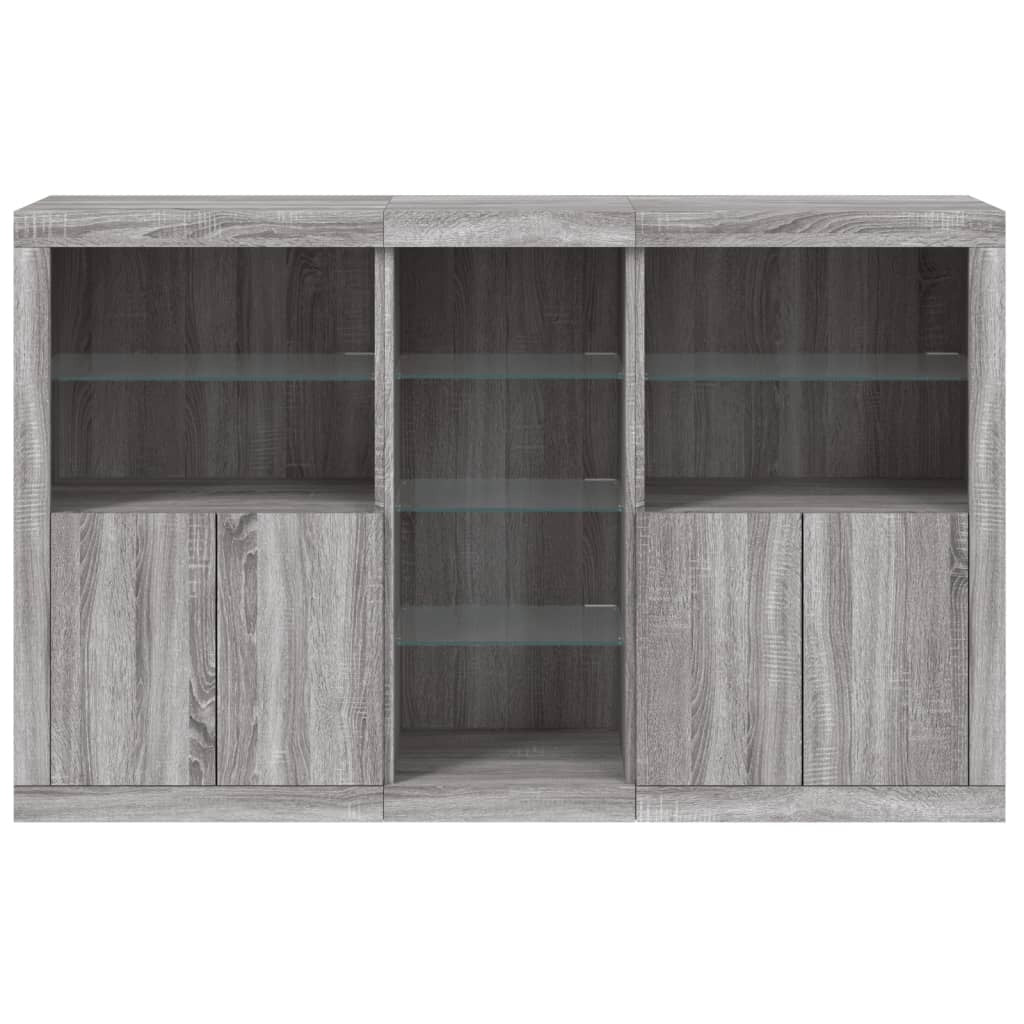 Sideboard with LED Lights Grey Sonoma 162x37x100 cm