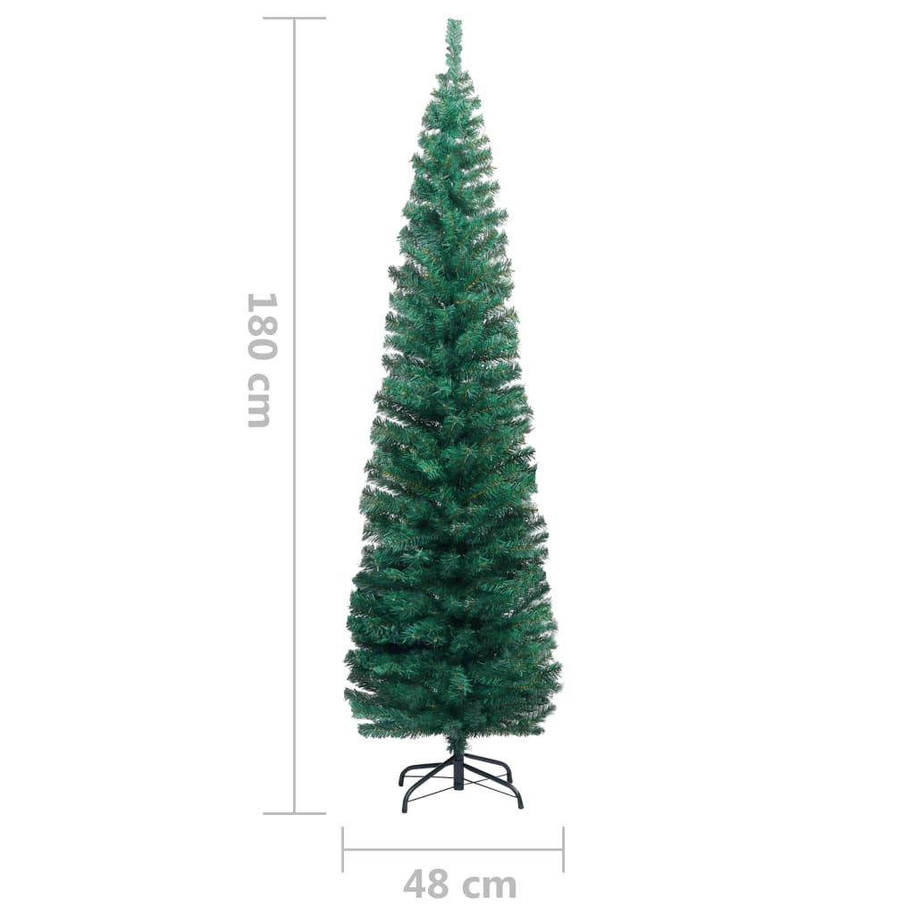 Slim Artificial Christmas Tree with Stand Green 180 cm PVC