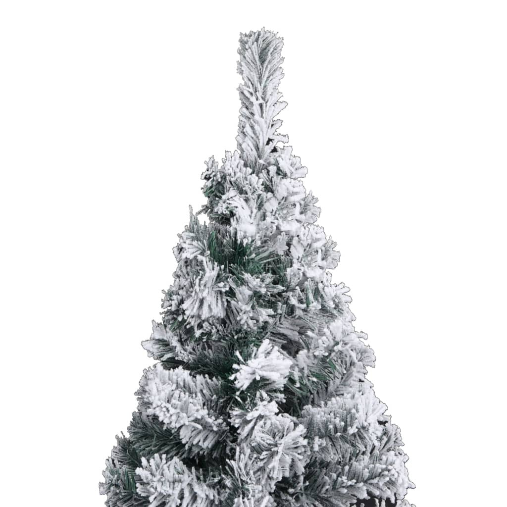Slim Artificial Christmas Tree with Flocked Snow Green 210 cm PVC