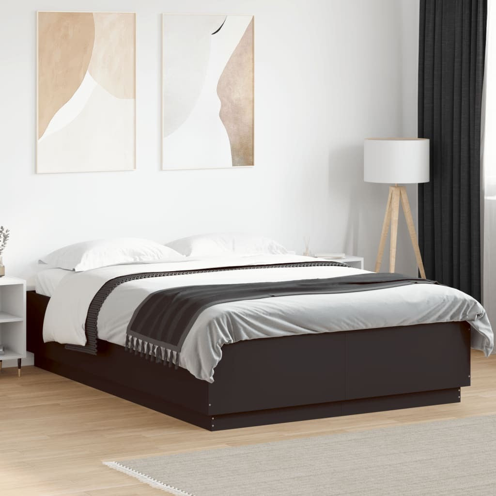 Bed Frame Black 140x200 cm Engineered Wood