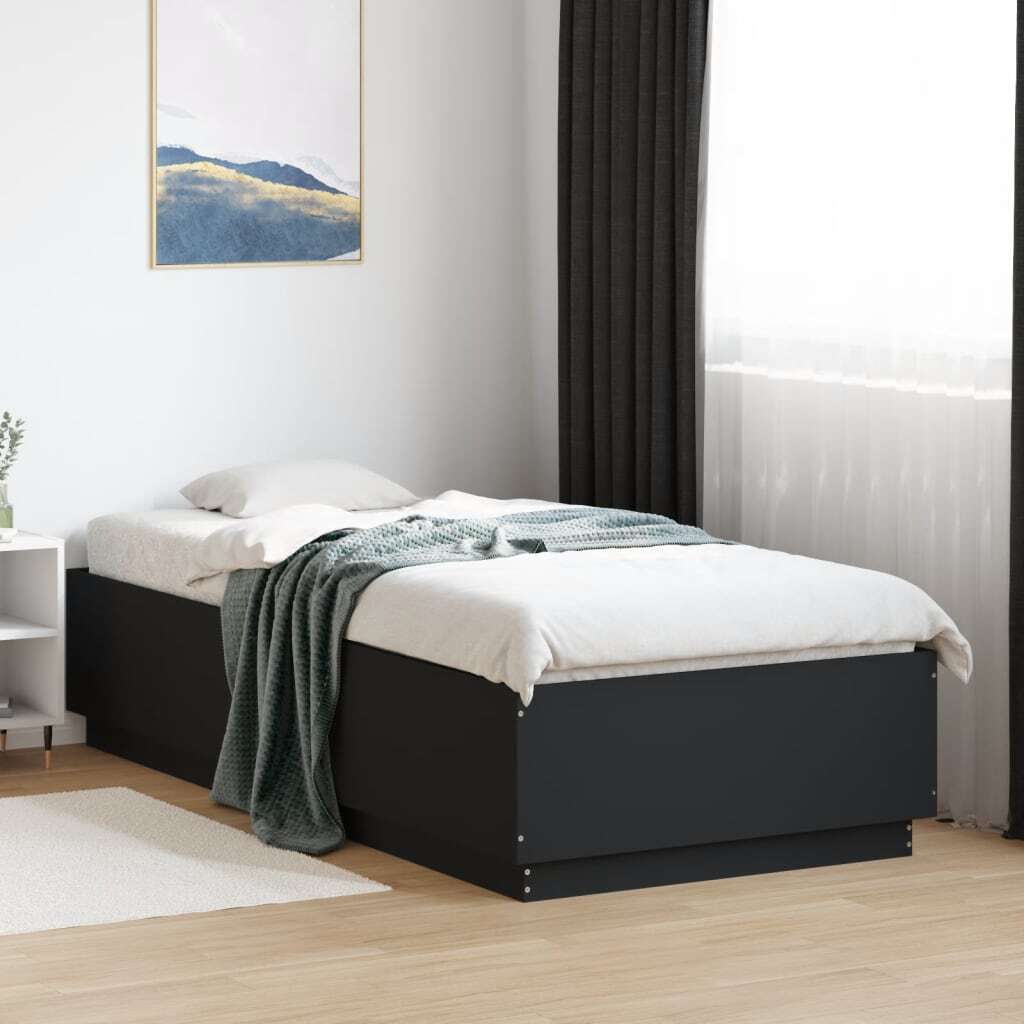 Bed Frame Black 100x200 cm Engineered Wood