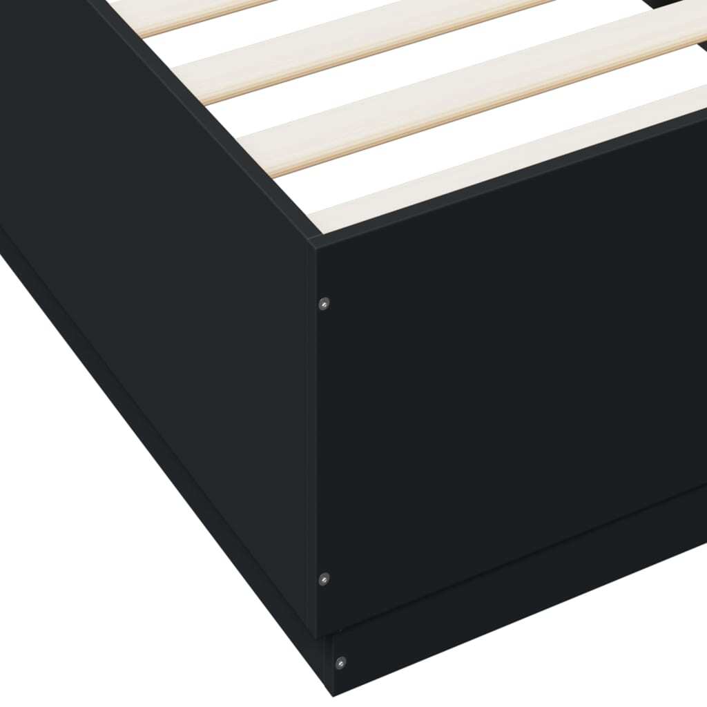 Bed Frame Black 100x200 cm Engineered Wood