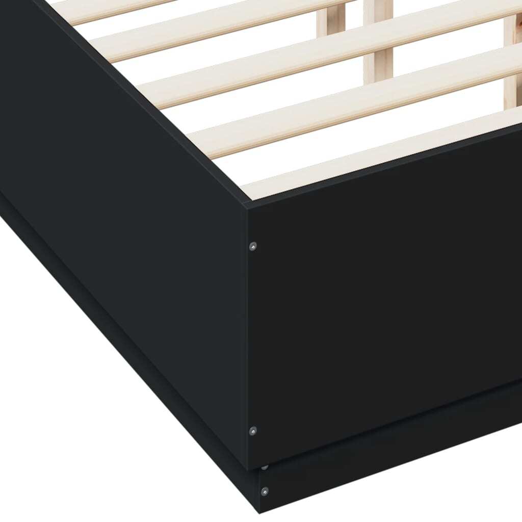 Bed Frame Black 140x190 cm Engineered Wood