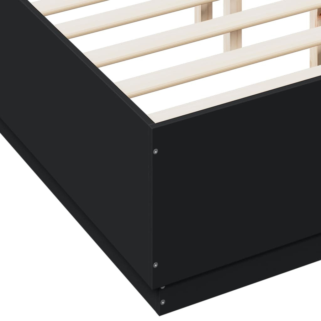 Bed Frame Black 135x190 cm Double Engineered Wood